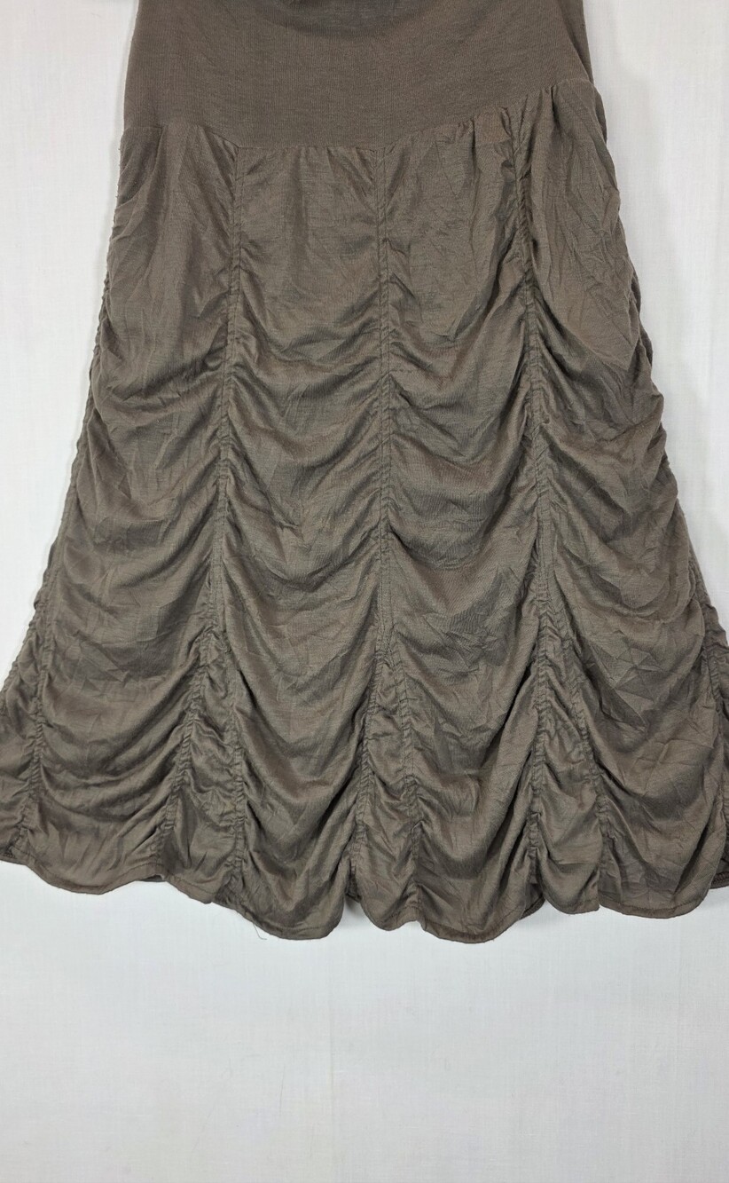 Surrealist VTG Whimsigoth Ruched Midi Skirt Brown L Made in USA Fairycore